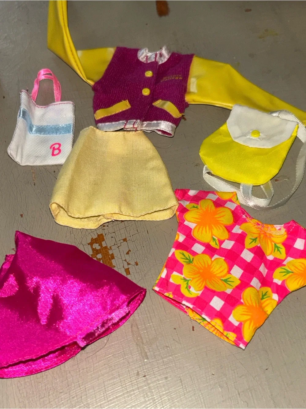 Barbie Doll Outfit Set in Hot Pink, Yellow & Cream